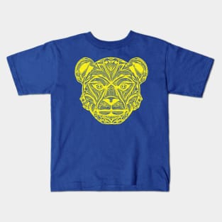 Fierce and Majestic: Tropical Tribal Graphic Bear Panther Head Tribal Tattoo Kids T-Shirt